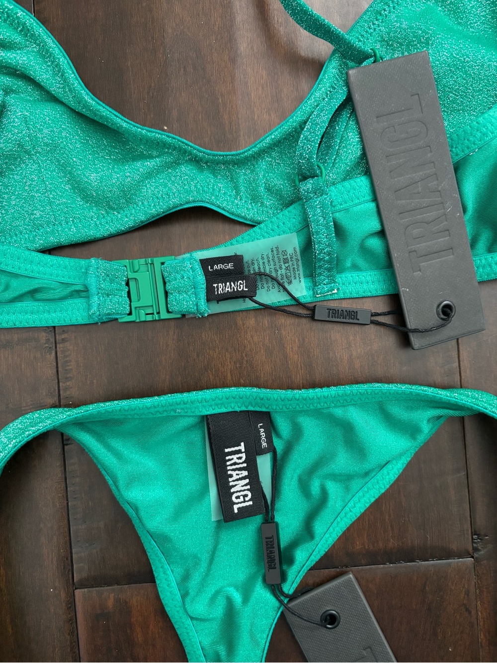NWT Triangl Maia Jaded Sparkle Bikini Set *matching bag included - Picture 4 of 7